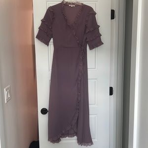 Purple ruffle wrap dress